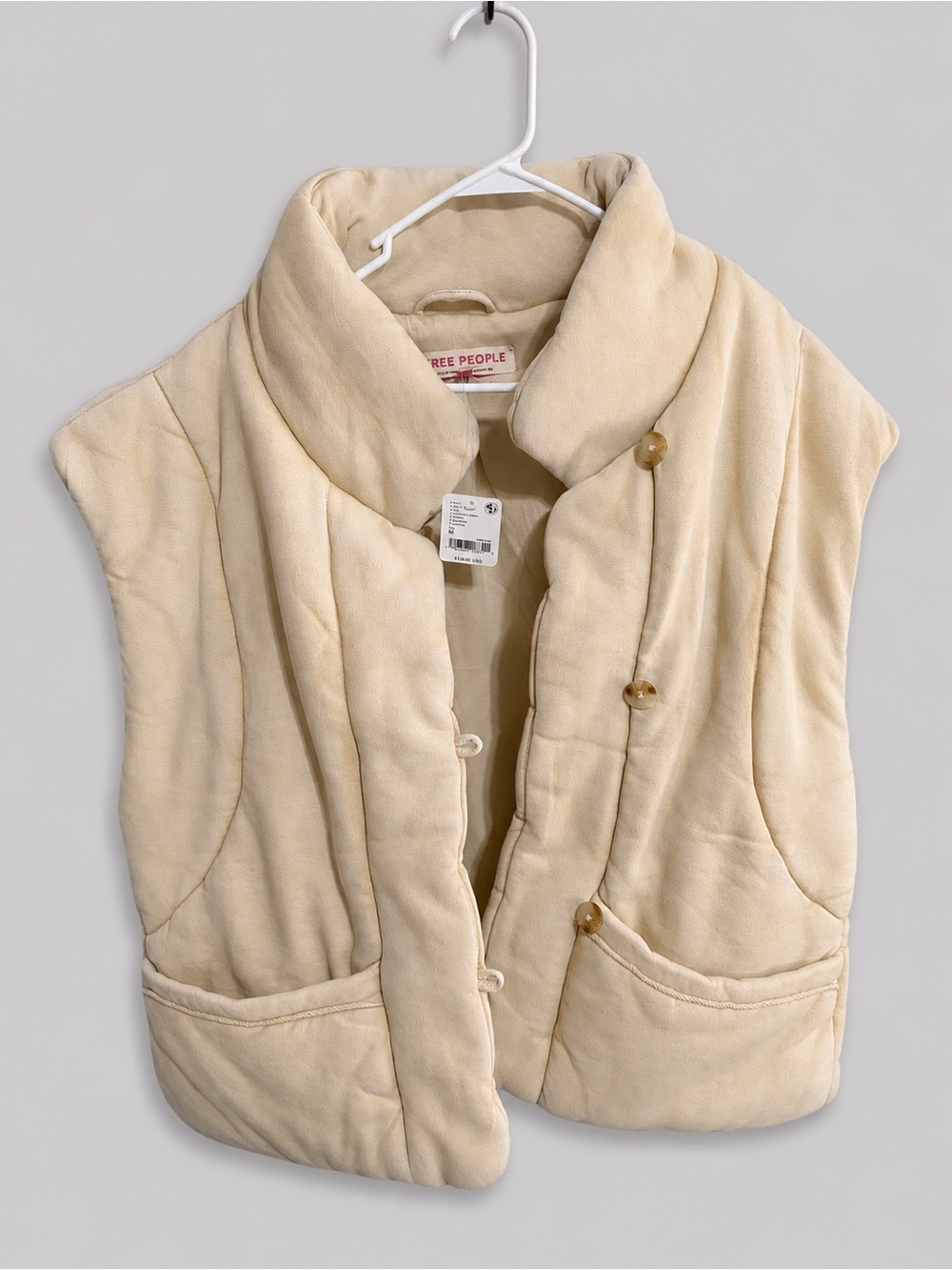 Free People Cream Quilted Vest NWT